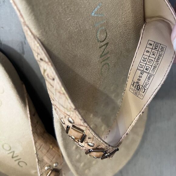 Vionic Rest Floriana Toe Post Sandals Rhinestone Gold Cork Womens US 8 - Picture 6 of 11